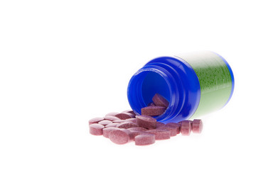 Pills from blue bottle