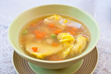 dumpling soup - vegetarian food in thailand