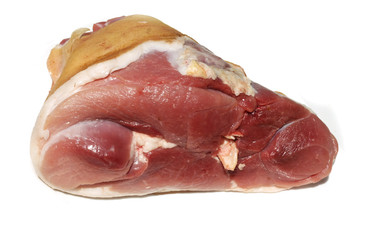 fresh pork on a white background