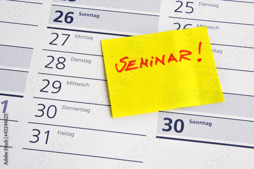 "Seminar, Termin, Fortbildung, Weiterbildung, Post it, Kalender" Stockfotos und lizenzfreie 