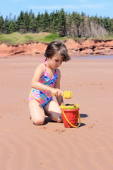 Little girl at the beach in P.E.I