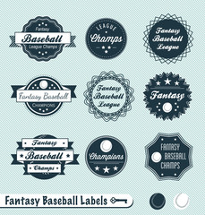 Vector Set: Fantasy Baseball Championship Winner Labels