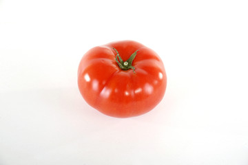 A tomato top view with white background