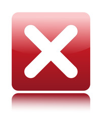 Red glossy web 2.0 button with delete sign