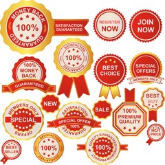 SET OF BUSINESS BADGES AND STICKERS