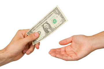 Transfer of money between man and woman