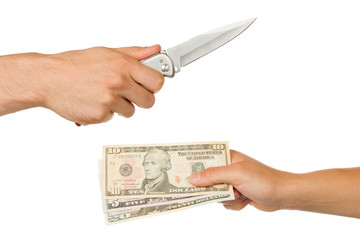 Man with knife threatening a woman