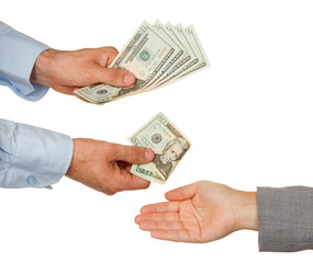 Transfer of money between man and woman