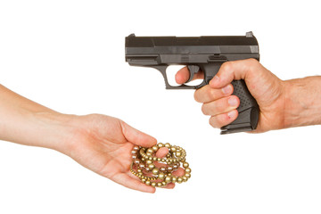 Man with knife threatening a woman