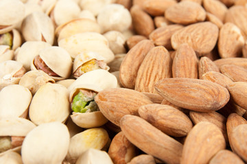 almonds and pistachios background