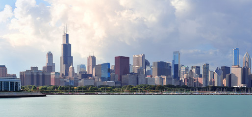 Chicago skyline over Lake Michigan