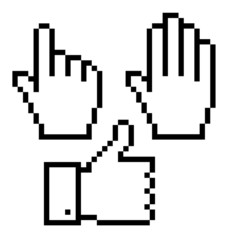 Set of pixelated hand icons, vector