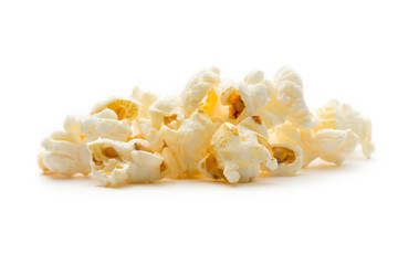Popcorn on the white background