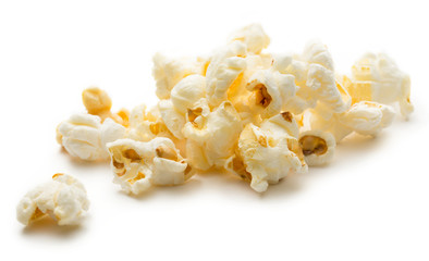 Popcorn on the white background