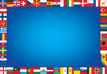blue background with frame made of European countries flags