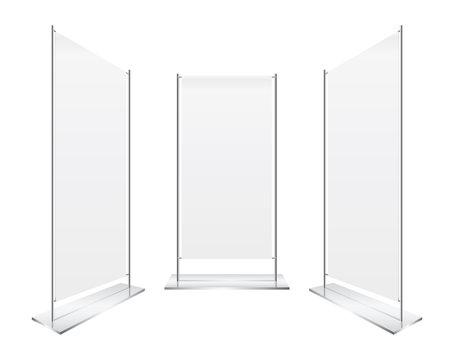 perspective Blank roll up banner display vector