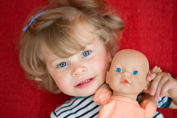 sweet girl with puppet