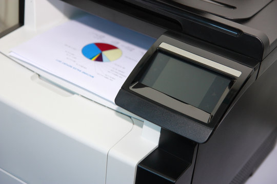 Touchscreen control panel of modern multifunction printer