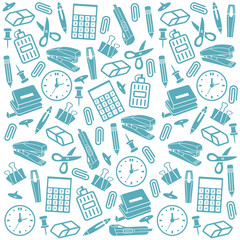 Office supplies seamless background