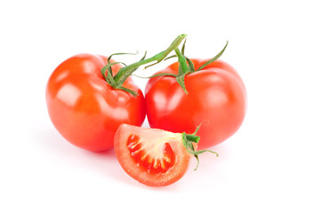 red tomatoes isolated on white background