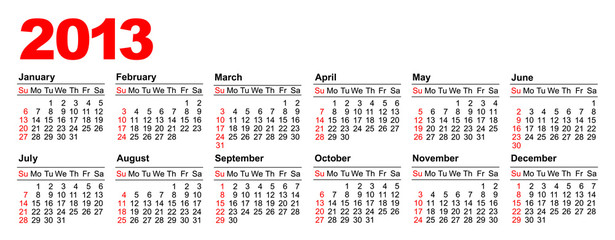 American Calendar 2013