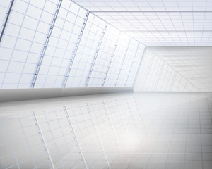 Interior of glass building. Vector illustration.