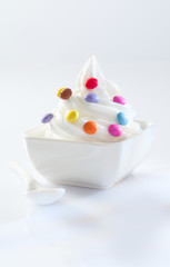 Candy covered soft-serve icecream