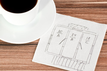 Plan house on a napkin
