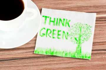 Think Green on a napkin