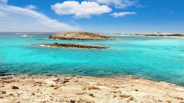 beach of Illetes with turquoise water in Formentera near Ibiza