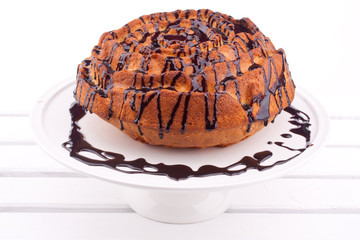 cake with chocolate sauce