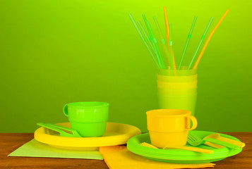 bright plastic disposable tableware