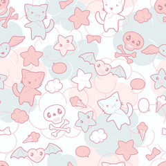 Seamless pattern with doodle. Vector kawaii illustration.