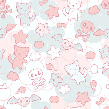 Seamless pattern with doodle. Vector kawaii illustration.