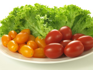 Plate with tomatoes and salad