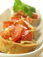Tasty bruschetta, close up