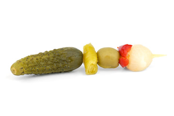 Marinated vegetables on the skewer