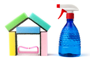cleaning kit isolated on white