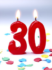Birthday-anniversary candles showing Nr. 30