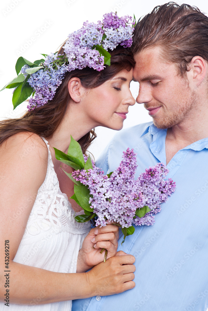 Poster pärchen mit blumen