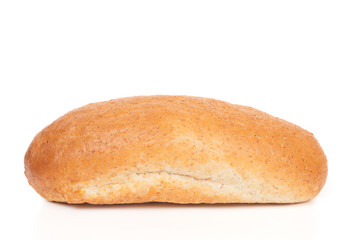 Loaf of bread with bran isolated on white