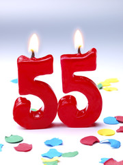 Birthday-anniversary candles showing Nr. 55