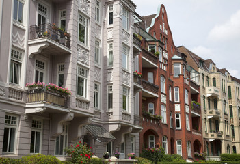 Historistische Fassaden in Kiel, Deutschland