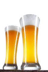 Close up of beer over white