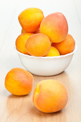 Apricots in a white bowl