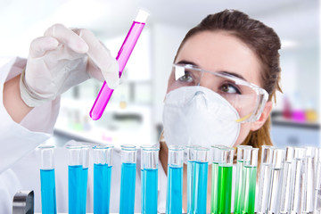 Female scientist working at the laboratory.