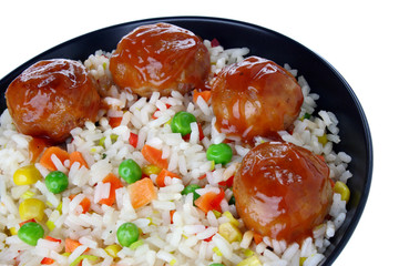 Meatballs with rice and vegetables