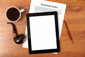 tablet on the table of businessman ceo