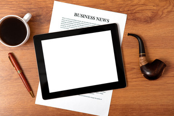 tablet on the table of businessman ceo