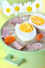 Delicious sour soup with egg